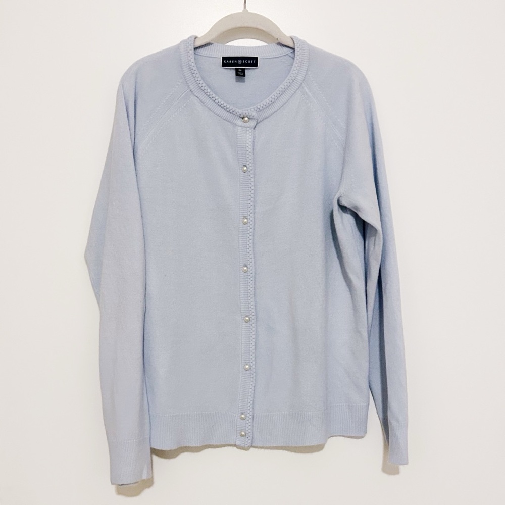 Karen Scott Pearl Button Front Cardigan Sweater